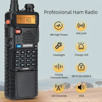 BAOFENG UV-5R 8W Ham Radio with Programming Cable