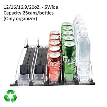 Drink Organizer for Fridge-Automatic Pusher Glide, Fridge Drink Dispenser-Holds up to 25 Cans