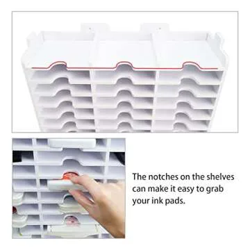 Sanfurney 36 Slots Ink Pad Holder and Stamp Pad Storage Organizer for Stampin Up or Ranger Ink Pads Diamond Painting Tray Rack for Crafts Supply, Stackable Wall Mount