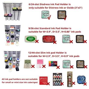 Sanfurney 36 Slots Ink Pad Holder and Stamp Pad Storage Organizer for Stampin Up or Ranger Ink Pads Diamond Painting Tray Rack for Crafts Supply, Stackable Wall Mount