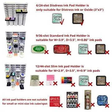 Sanfurney 36 Slots Ink Pad Holder and Stamp Pad Storage Organizer for Stampin Up or Ranger Ink Pads Diamond Painting Tray Rack for Crafts Supply, Stackable Wall Mount
