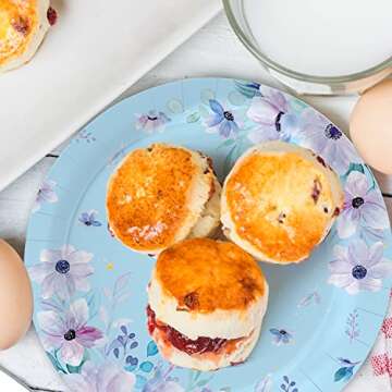 Joyful Toys Floral Paper Plates Party Supplies 9’’ | Pack of 48 | Elegant Disposable Vintage Garden Party Decorations For Tea Party, Bridal Shower, Baby Shower, Birthday and Garden Party