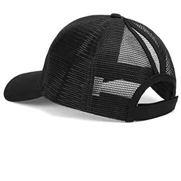 Solid Ponytail Hat for Women Adjustable Mesh Baseball Cap