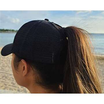 Solid Ponytail Hat for Women Adjustable Mesh Baseball Cap