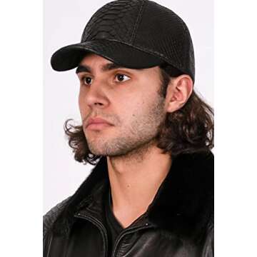 INOGIH Snakeskin Leather Baseball Cap Unisex Snapback