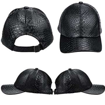 INOGIH Snakeskin Leather Baseball Cap Unisex Snapback