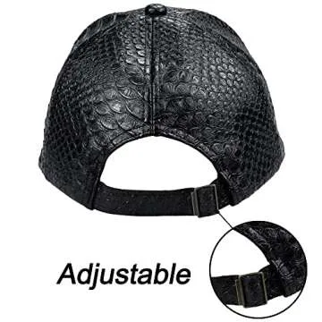INOGIH Snakeskin Leather Baseball Cap Unisex Snapback