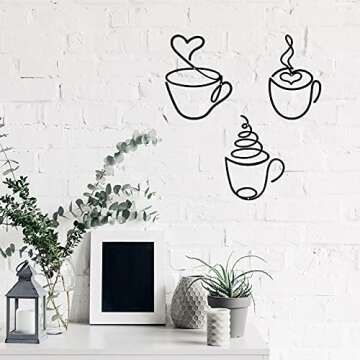 Ferraycle Vintage Coffee Cup Metal Wall Decor Set