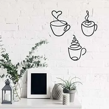 Ferraycle Vintage Coffee Cup Metal Wall Decor Set