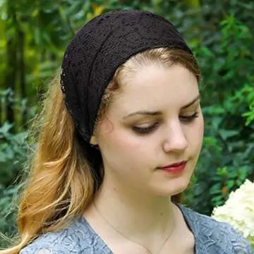 DRESHOW 8 Pieces Women Fashion Lace Elastic Head Wrap Turban Head Band Hair Accessories, 8 Pack B, One Size