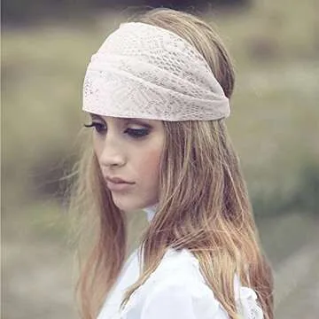 DRESHOW 8 Pieces Women Fashion Lace Elastic Head Wrap Turban Head Band Hair Accessories, 8 Pack B, One Size