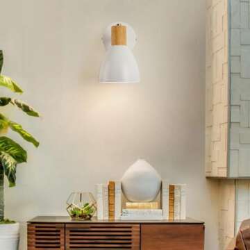 ClanKin Wall Sconces Lighting Fixture, Adjustable Bedside Wall lamp for Industrial Bedroom, Bathroom Sink Lighting for Bedroom Hallway (White Hard-Wired, 1)
