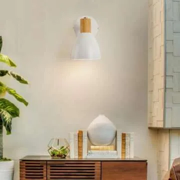 ClanKin Wall Sconces Lighting Fixture, Adjustable Bedside Wall lamp for Industrial Bedroom, Bathroom Sink Lighting for Bedroom Hallway (White Hard-Wired, 1)