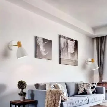 ClanKin Wall Sconces Lighting Fixture, Adjustable Bedside Wall lamp for Industrial Bedroom, Bathroom Sink Lighting for Bedroom Hallway (White Hard-Wired, 1)