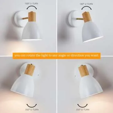 ClanKin Wall Sconces Lighting Fixture, Adjustable Bedside Wall lamp for Industrial Bedroom, Bathroom Sink Lighting for Bedroom Hallway (White Hard-Wired, 1)