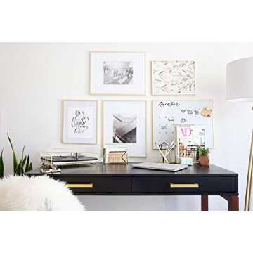 BLU MONACO Office Supplies Gold Desk Accessories for Women - 5 Piece Wire Gold Desk Organizer Set - ...