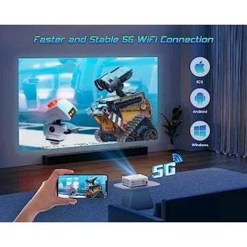 TMY Projector with WiFi and Bluetooth【100" screen included】Native 1080P Outdoor Projector, 4K Supported Portable Projector, Compatible with iOS/Android/PC/TV Stick/HDMI/USB, Indoor Outdoor Use