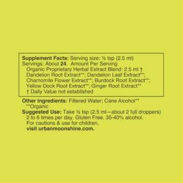 Urban Moonshine Calm Tummy Bitters - Certified Organic - Relief for Nausea & Upset Stomach* - Bloating Relief* - Soothes Digestion* - Digestive Bitters - Gluten Free Herbal Supplement - 2 Fl Oz