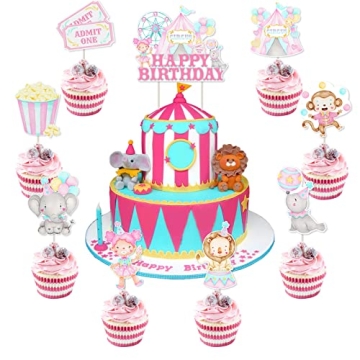 25PCS Circus Birthday Party Cake Toppers – Adorable Decorations