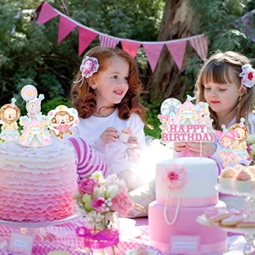 25PCS Circus Birthday Cake Toppers for Girls' Parties