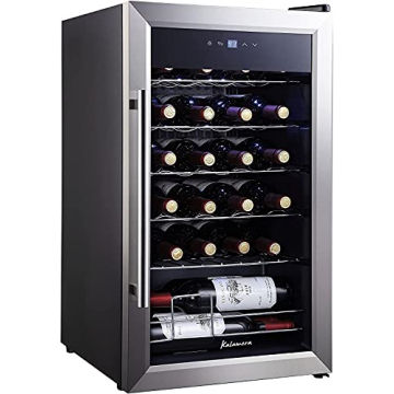 Kalamera Mini Fridge Wine Cooler - 24 Bottle Compressor Freestanding Wine Refrigerator - Stylish Sin...