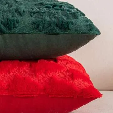 SHITURRE Christmas Snowflake Decorative Throw Pillow Covers Set of 2 Packs, Soft Fluffy Pillowcases for Home Décor, Boho Pillow Covers for Couch Bedroom(Green-Snowflake, 18"x18")