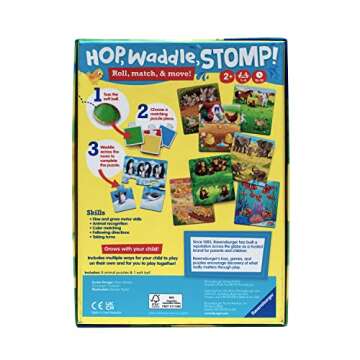 Ravensburger Hop, Waddle, Stomp! - Entertaining Animal Puzzle Game for Kids | Skill Development | Engaging Play | Trustworthy Quality | Ideal for Ages 2 and Up