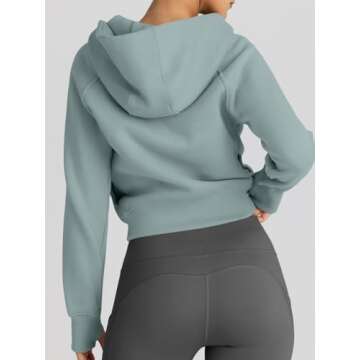 Trendy Queen Womens Zip Up Hoodies Jackets Cropped Sweatshirts Fleece Fall Outfits Casual Comfy Y2k Tops Winter Clothes 2025 GreyGreen XL