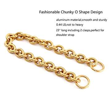 Fashionable Heavy Aluminum O Shape Metal Purse Chains Handle Shoulder Straps Replacement for Women's...
