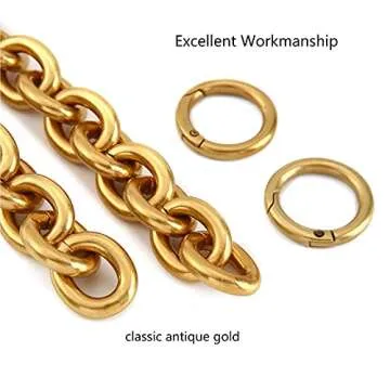 Fashionable Heavy Aluminum O Shape Metal Purse Chains Handle Shoulder Straps Replacement for Women's Handbags,Shoulder Bag (Antique Gold)