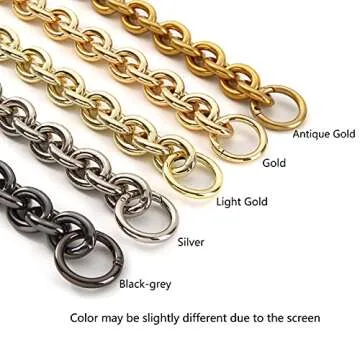 Fashionable Heavy Aluminum O Shape Metal Purse Chains Handle Shoulder Straps Replacement for Women's Handbags,Shoulder Bag (Antique Gold)