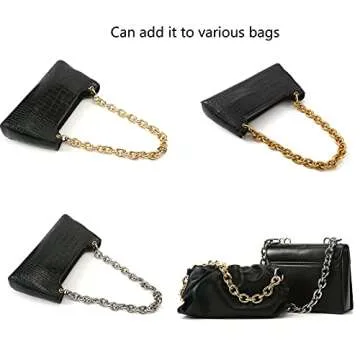 Fashionable Heavy Aluminum O Shape Metal Purse Chains Handle Shoulder Straps Replacement for Women's Handbags,Shoulder Bag (Antique Gold)