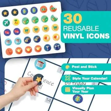 Dry Erase Calendar for Wall, 36"x48" - Undated, Reusable, Monthly - Large Whiteboard For School, Classroom & Office, Includes Markers, Eraser & Accessories