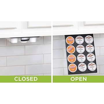 PERFECT POD EZ-Shelf Under Shelf Storage for K Cups, Space-Saving Under Counter Cabinet Coffee Pod Holder, 10.5" x 7.25" x 2", Holds 12 Cups
