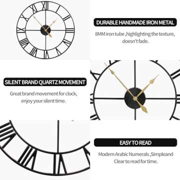 LEIKE 80CM Extra Large Wall Clock - Oversize Modern Decor