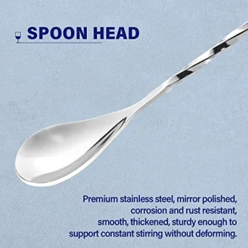Briout Cocktail Mixing Spoons - Stylish 12" Stainless Steel Set