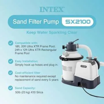 Intex SX2100 Krystal Clear Sand Filter Pump for Above Ground Pools: 2100 GPH Pump Flow Rate – Improved Circulation and Filtration – Easy Installation – Improved Water Clarity – Easy-to-Clean