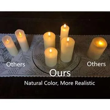 Eywamage Realistic Ivory Slim Flameless Pillar Candes with Remote, Real Wax Flickering Tall LED Battery Fireplace Candles Set of 9