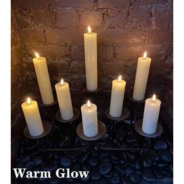 Eywamage Realistic Ivory Slim Flameless Pillar Candes with Remote, Real Wax Flickering Tall LED Battery Fireplace Candles Set of 9