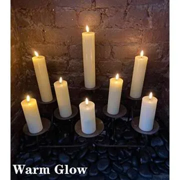 Eywamage Realistic Ivory Slim Flameless Pillar Candes with Remote, Real Wax Flickering Tall LED Battery Fireplace Candles Set of 9