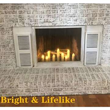 Eywamage Realistic Ivory Slim Flameless Pillar Candes with Remote, Real Wax Flickering Tall LED Battery Fireplace Candles Set of 9