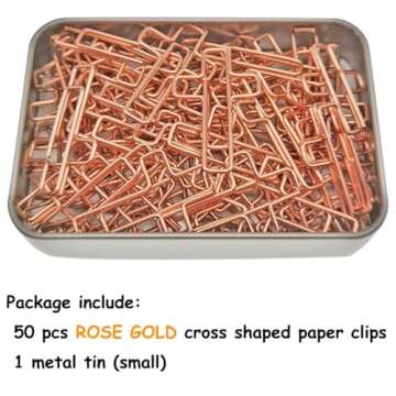 50 PCS Cross Paper Clips - Stylish Rose Gold Bookmark Clips for Bible Study