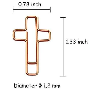 50 PCS Cross Paper Clips for Bible Study - Rose Gold