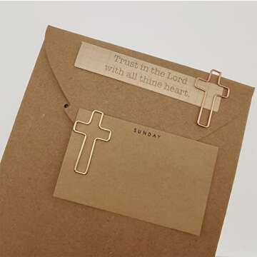 50 PCS Cross Paper Clips for Bible Study - Rose Gold