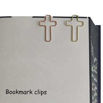 50 PCS Cross Paper Clips for Bible Study - Rose Gold
