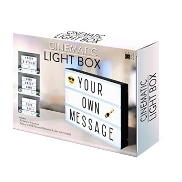 A4 Cinematic Light Box Sign - 105 Letters and Colour Emojis - USB or Battery Operated - USB Cable Included - Vintage Cinema LED Sign