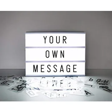 A4 Cinematic Light Box Sign - 105 Letters and Colour Emojis - USB or Battery Operated - USB Cable Included - Vintage Cinema LED Sign