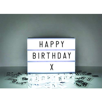 A4 Cinematic Light Box Sign - 105 Letters and Colour Emojis - USB or Battery Operated - USB Cable Included - Vintage Cinema LED Sign