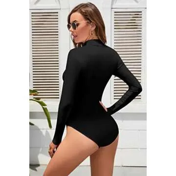 SHEIUGU Women's Mock Turtle Neck Bodysuit - Stylish Comfort