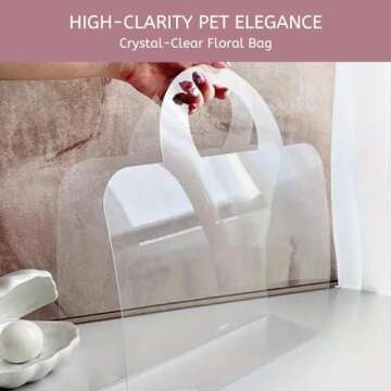 Foxegg 12 Flower Bags for Bouquets, Clear Gift Bag With Handles and Ribbon, Transparent Flower Wrapp...